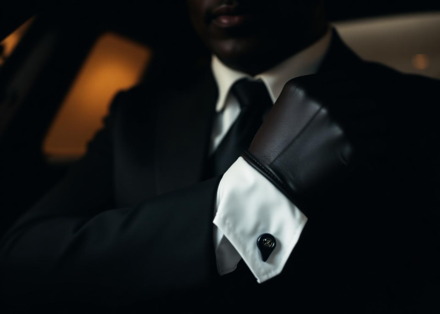 Professional chauffeur in tailored suit